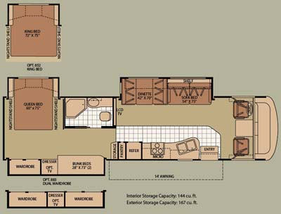 Fleetwood Fiesta 34B Bunk Floor Plan