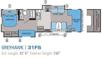 Jayco Greyhawk 31FS Floor Plan